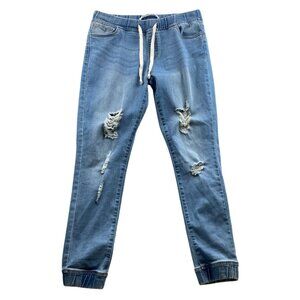 Celebrity Pink Womens Jeans Medium Tapered Distressed Jogger Pull On Casual